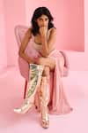 Shop_Chamee And Palak_Pink Georgette, Silk Sequins, Beads Round Ines Embroidered Jacket And Skirt Set _Online_at_Aza_Fashions