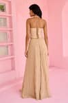 Shop_Chamee And Palak_Beige Crepe, Silk, Net Embroidery, Sequins Halter Neck Riz Top And Pant Set _at_Aza_Fashions