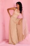 Buy_Chamee And Palak_Beige Crepe, Silk, Net Embroidery, Sequins Halter Neck Riz Top And Pant Set _Online_at_Aza_Fashions
