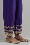 Ikshita Choudhary_Purple Chanderi, Organza Embroidery Round Neck Floral Kurta Set _at_Aza_Fashions