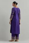 Shop_Ikshita Choudhary_Purple Chanderi, Organza Embroidery Round Neck Floral Kurta Set _at_Aza_Fashions