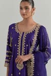 Ikshita Choudhary_Purple Chanderi, Organza Embroidery Round Neck Floral Kurta Set _Online