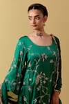 Shop_Ikshita Choudhary_Green Satin, Silk, Organza Embroidery Square Neck Hand Kurta Set _Online_at_Aza_Fashions