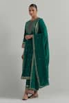 Buy_Ikshita Choudhary_Green Chanderi Embroidery Round Neck Kurta Set _at_Aza_Fashions