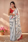 Buy_Naintara Bajaj_Multi Color Chinon Mirrors Printed Saree With Unstitched Blouse Piece _at_Aza_Fashions