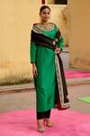 Buy_Swati Vijaivargie_Green Silk Embroidery Round Neck Yoke Kurta Set _at_Aza_Fashions