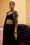 Swati Vijaivargie_Black Modal, Silk Sequins, Embroidery Open Neck, Round Tara Jacket Lehenga Set _Online_at_Aza_Fashions