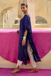 Shop_Swati Vijaivargie_Purple Modal, Silk Embroidery V-neck Chameli Kaftan With Pant _at_Aza_Fashions