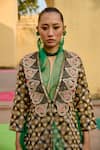 Shop_Swati Vijaivargie_Black Organza Embroidery V-neck Chand Jacket And Lehenga Set _at_Aza_Fashions