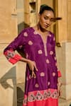 Swati Vijaivargie_Purple Silk, Organza Embroidery, Sequins Round Floral Butti Pattern Kurta Set _Online_at_Aza_Fashions