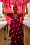 Buy_Swati Vijaivargie_Purple Silk Embroidery V-neck Floral Butti Pattern Kurta Set _Online_at_Aza_Fashions