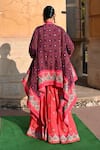 Shop_Swati Vijaivargie_Purple Silk Embroidery Round , Open Cape And Sharara Set _at_Aza_Fashions