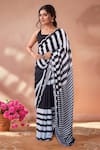 Buy_Naintara Bajaj_Black Chinon Mirrors Printed Saree With Unstitched Blouse Piece _at_Aza_Fashions