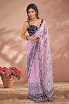 Buy_Naintara Bajaj_Multi Color Chinon Mirrors Printed Saree With Unstitched Blouse Piece _Online_at_Aza_Fashions