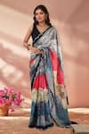 Buy_Naintara Bajaj_Multi Color Chinon Mirrors Printed Saree With Unstitched Blouse Piece _at_Aza_Fashions