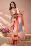 Buy_Naintara Bajaj_Multi Color Chinon Mirrors Printed Saree With Unstitched Blouse Piece _Online_at_Aza_Fashions