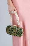 Buy_Nazaakat By Samara Singh_Green Embroidery Printed Banarsi Silk Clutch 