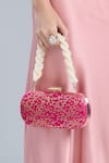 Buy_Nazaakat By Samara Singh_Pink Embroidery Printed Banarsi Silk Clutch 