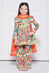 Buy_The Pony & Peony Co._Multi Color Cotton Gota Patti, Zari, Ruffles Floral Print Anarkali Pant Set _at_Aza_Fashions