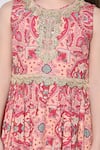 Buy_The Pony & Peony Co._Peach Cotton, Net Gota Patti, Embroidery, Ruffles Printed Anarkali Sharara Set  