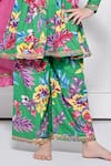 Shop_The Pony & Peony Co._Green Cotton Gota Patti, Embroidery, Piping, Floral Print Anarkali Pant Set _Online_at_Aza_Fashions