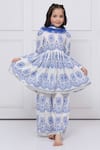 Shop_The Pony & Peony Co._White Cotton Embroidery, Lace, Gota Patti Printed Anarkali Set _Online_at_Aza_Fashions