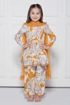 Buy_The Pony & Peony Co._Yellow Cotton Zari, Gota Patti, Ruffles Paisley Print Anarkali Set _at_Aza_Fashions