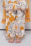 The Pony & Peony Co._Yellow Cotton Zari, Gota Patti, Ruffles Paisley Print Anarkali Set _Online_at_Aza_Fashions