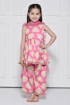 Buy_The Pony & Peony Co._Pink Cotton Gota Patti, Lace Heart Print Anarkali Pant Set _at_Aza_Fashions