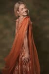 Archana Kochhar_Orange Silk, Brocade, Organza Embroidery Sweetheart Anant Blouse Lehenga Set _Online_at_Aza_Fashions
