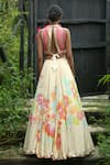 Shop_Basil Leaf_Multi Color Crepe, Organza Sequins, Beads, Stones, Gota Floral Print Lehenga Set _at_Aza_Fashions