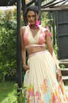 Buy_Basil Leaf_Multi Color Crepe, Organza Sequins, Beads, Stones, Gota Floral Print Lehenga Set _Online_at_Aza_Fashions