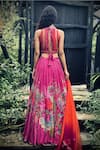 Shop_Basil Leaf_Pink Crepe, Organza Sequins, Gota Patti, Embroidery Florette Print Lehenga Set _at_Aza_Fashions