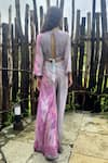 Shop_Basil Leaf_Purple Chinon, Chiffon Sequins, Embroidery Abstract Pattern Blouse And Pant Set _at_Aza_Fashions