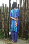 Shop_Basil Leaf_Blue Chinon, Chiffon, Linen, Silk Sequins, Beads Stripe Pattern Kurta And Pant Set _at_Aza_Fashions