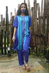 Buy_Basil Leaf_Blue Chinon, Chiffon, Linen, Silk Sequins, Beads Stripe Pattern Kurta And Pant Set _at_Aza_Fashions