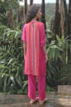 Shop_Basil Leaf_Pink Chinon, Chiffon, Linen, Silk Sequins V-neck Stripe Pattern Kurta With Pant _at_Aza_Fashions