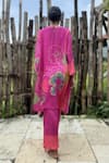 Shop_Basil Leaf_Pink Chinon, Chiffon, Linen, Silk Sequins Round Blossom Print Kurta And Pant Set _at_Aza_Fashions