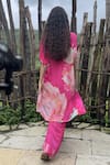 Shop_Basil Leaf_Pink Crepe Sequins Split V-neck Flower Print Kurta And Pant Set _at_Aza_Fashions