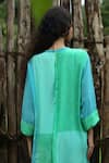 Shop_Basil Leaf_Blue Crepe Embroidery, Metallic Thread V-neck Scallop Print Kurta With Pant _at_Aza_Fashions