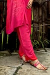 Basil Leaf_Pink Crepe Sequins V-neck Printed Kurta And Pant Set _Online_at_Aza_Fashions