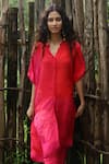 Buy_Basil Leaf_Pink Crepe Sequins V-neck Printed Kurta And Pant Set _Online_at_Aza_Fashions