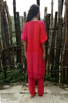Shop_Basil Leaf_Pink Crepe Sequins V-neck Printed Kurta And Pant Set _at_Aza_Fashions