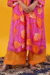 Saangi_Fuchsia Viscose, Muslin, Organza Foil Fuschia Pink Floral Kurta With Palazzo _Online_at_Aza_Fashions