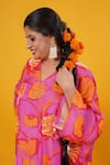 Buy_Saangi_Fuchsia Viscose, Muslin, Organza Foil Fuschia Pink Floral Kurta With Palazzo _Online_at_Aza_Fashions