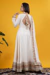 Shop_Saangi_Ivory Silk, Organza Embroidery, Sequins V-neck Anarkali With Dupatta _at_Aza_Fashions