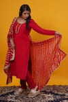 Saangi_Red Organza, Chanderi Silk Gota Patti, Metallic Thread, Zari Raw Kurta Set _Online_at_Aza_Fashions
