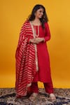 Shop_Saangi_Red Organza, Chanderi Silk Gota Patti, Metallic Thread, Zari Raw Kurta Set _at_Aza_Fashions