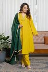 Buy_Saangi_Green Organza, Chanderi Silk Gota Patti, Sunlit Mustard A-line Kurta Set _at_Aza_Fashions