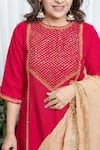 Saangi_Peach Organza, Chanderi Silk Sequins, Gota Patti, Riwaayat Deep Pink Kurta Set _Online_at_Aza_Fashions